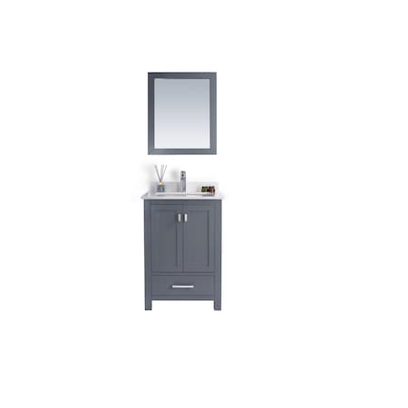 Laviva Wilson 24, Grey Cabinet & White Quartz Countertop 313ANG-24G-WQ
